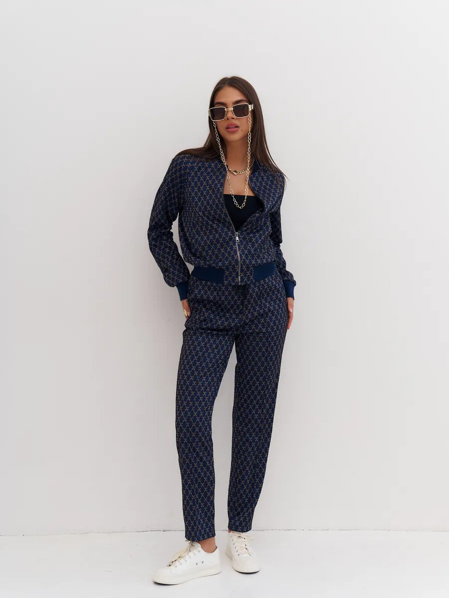 Kvinders sporty loungewear sæt med hættejakke og løse joggingbukser Skovae
