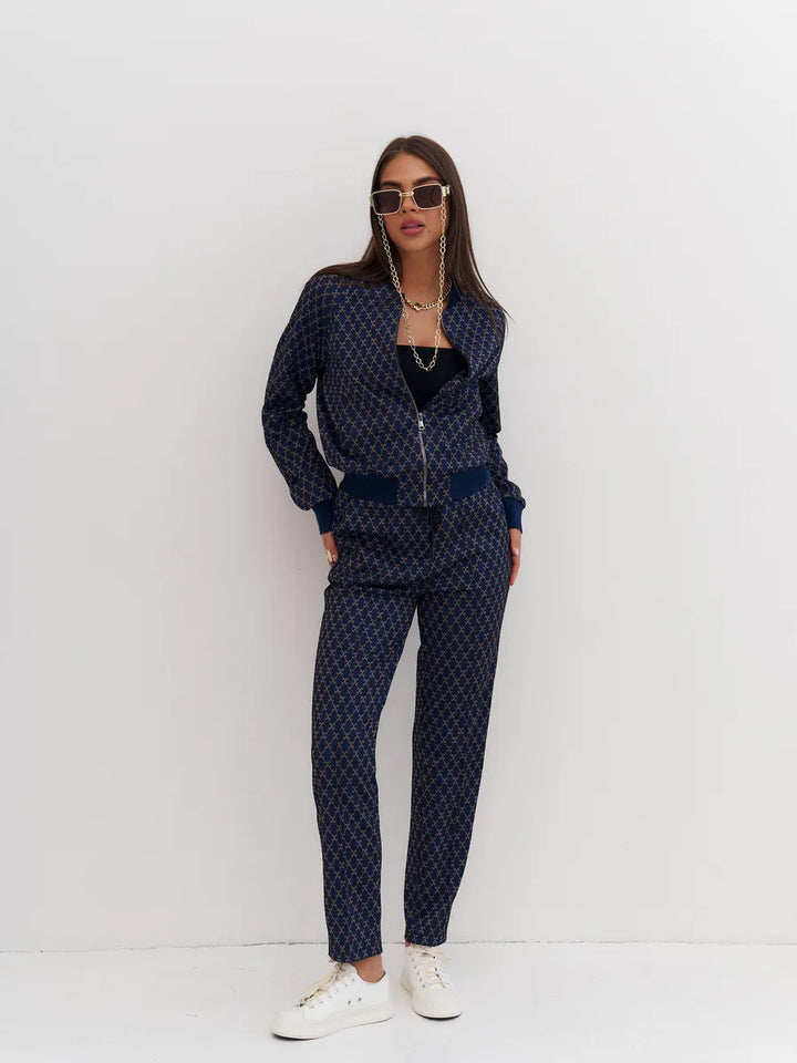 Kvinders sporty loungewear sæt med hættejakke og løse joggingbukser Skovae