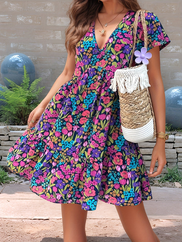 Damer smigrende Floral Print A-linje kjole Stilla