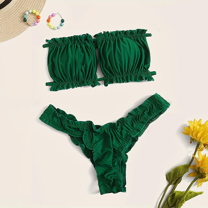 Dame bikini-sæt med voluminøse ruffle-detaljer Skovae