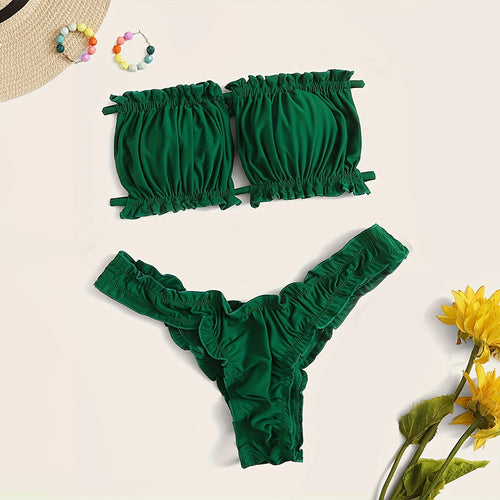 Dame bikini-sæt med voluminøse ruffle-detaljer Skovae