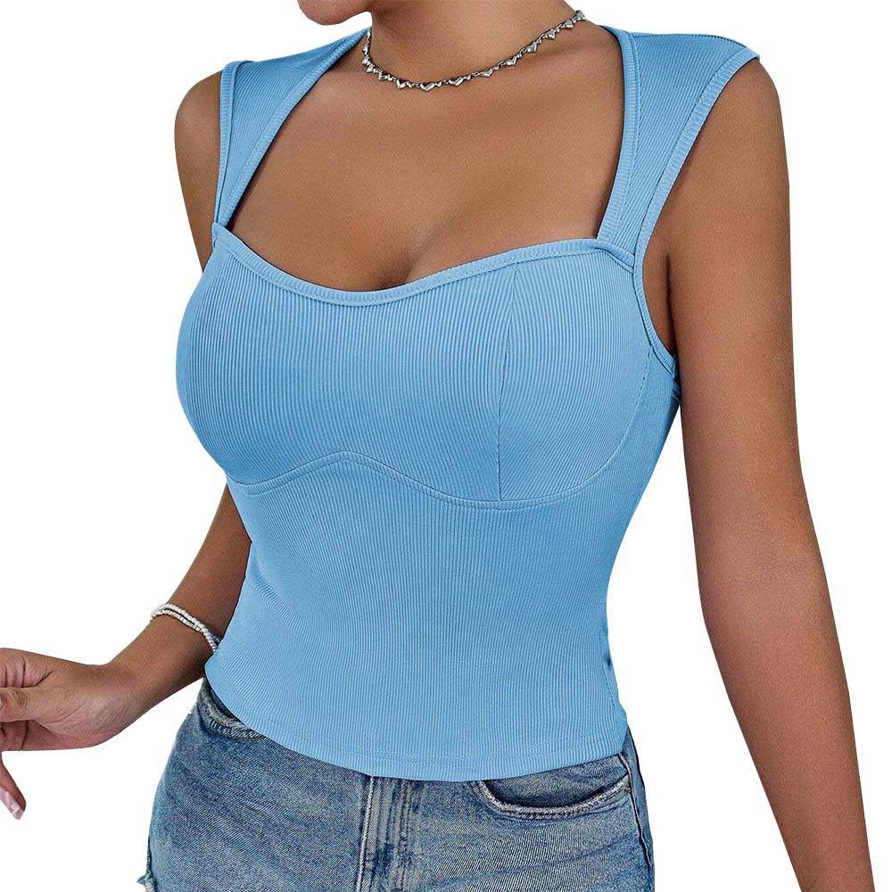 Kvinders Crop Top med trendy ribbet design og smalle stropper Stilla