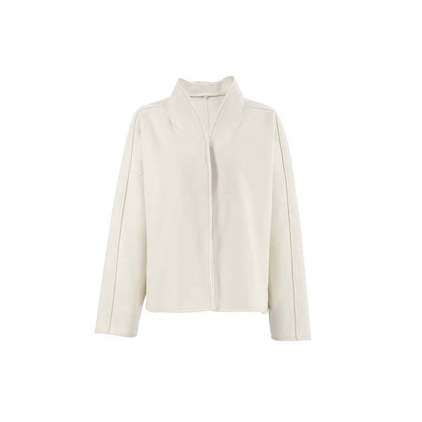 Dame Oversized Uldjakke med afslappet stil og elegant kraveføring Stilla