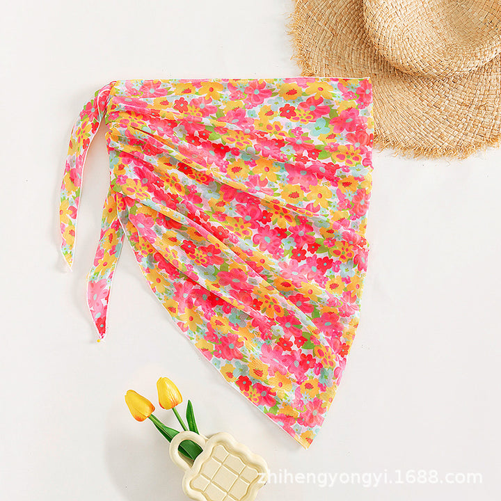 Dame Push-Up Bikini-set med floral shawl Skovae