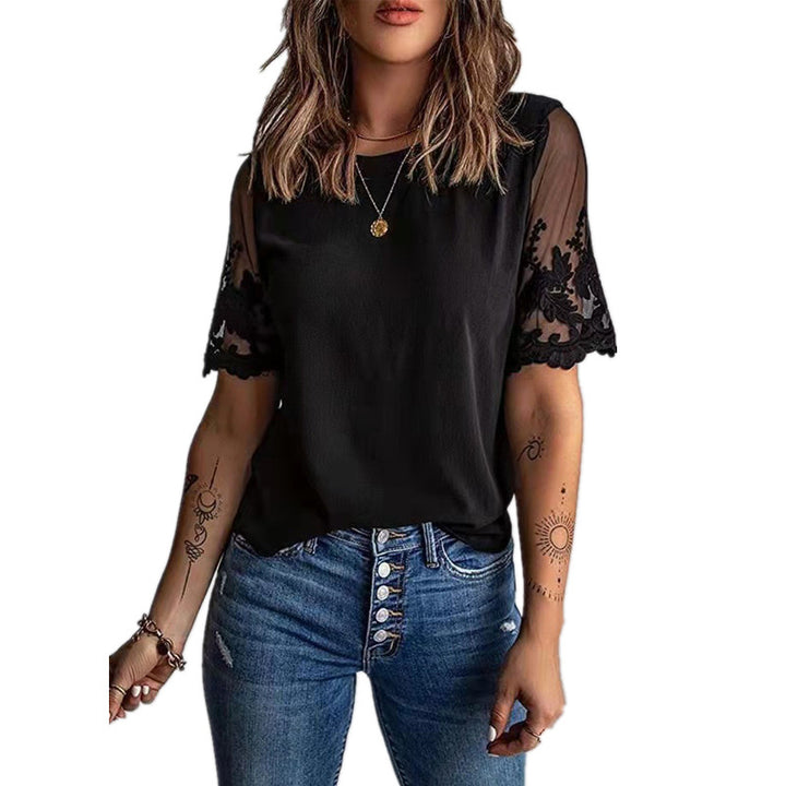 Dame Elegant T-shirt med stilfulde spidsærmer Stilla