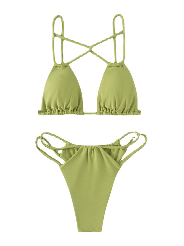 Dame triangel-bikini med innovativt criss-cross stropdesign Stilla