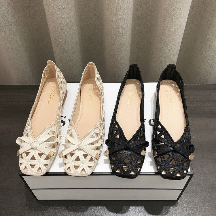 Dame luftige Ballerinas med moderne rem-design og elegant sløjfe-applikation Stilla