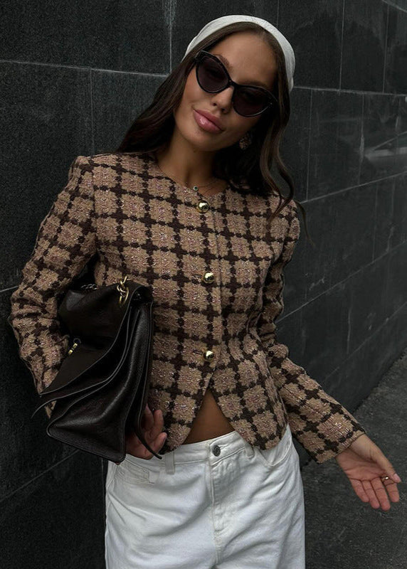 Stilla | Inspireret Tweed-Karo-Jakke