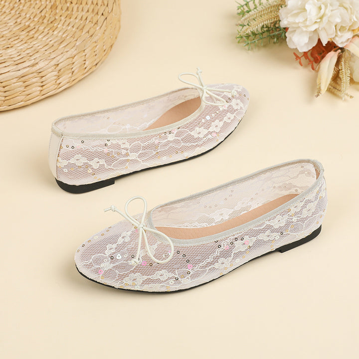 Dame Ballerinas i sart blonde med glimmerdetaljer Stilla