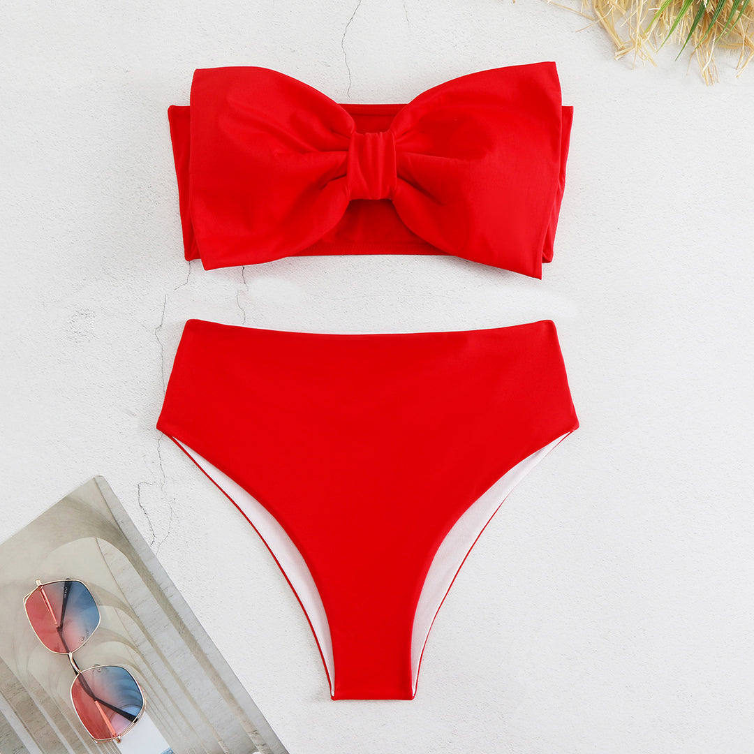 Dame bikini-sæt med smart bindebånd-overdel og højt skåret trusse Stilla