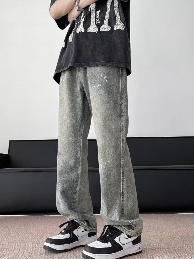 Herrer afslappede Wide-Leg Jeans med unik vintage-effekt og afslappet pasform Stilla