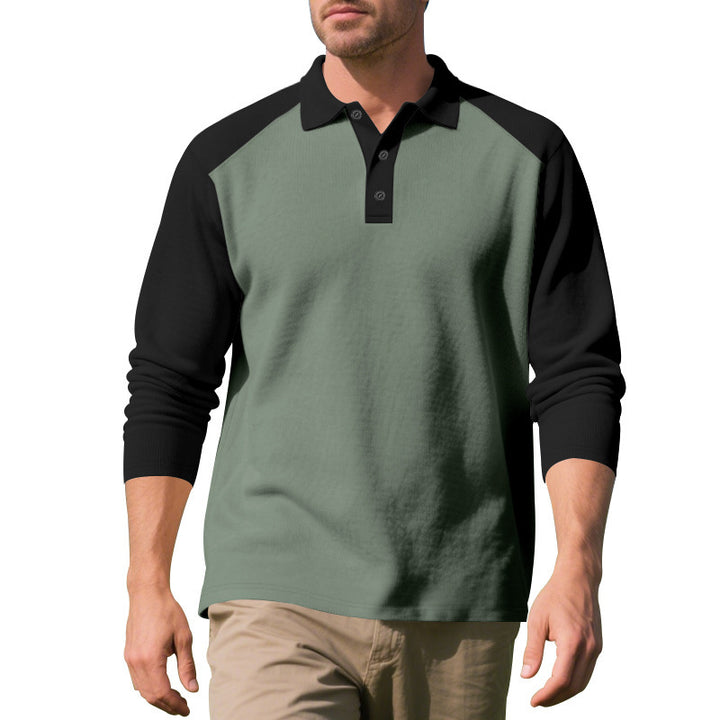 Herrer langærmet polo shirt med sportligt raglan-design og komfortabel pasform Stilla