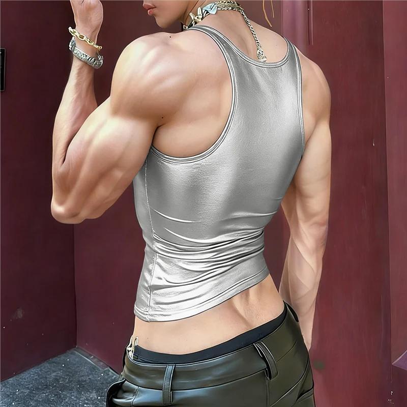 Dame nan tætsiddende glans-Tanktop med racerback og fin sømbehandling Skovae