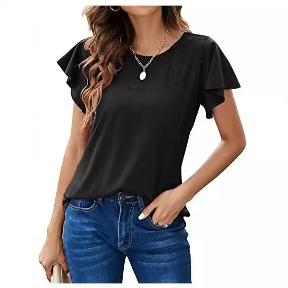 Dame mode bluse skjorte med flæse detaljer Stilla
