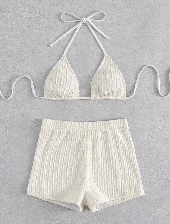Dame triangel-bikini med strukturerede shorts og justerbare stropper Stilla