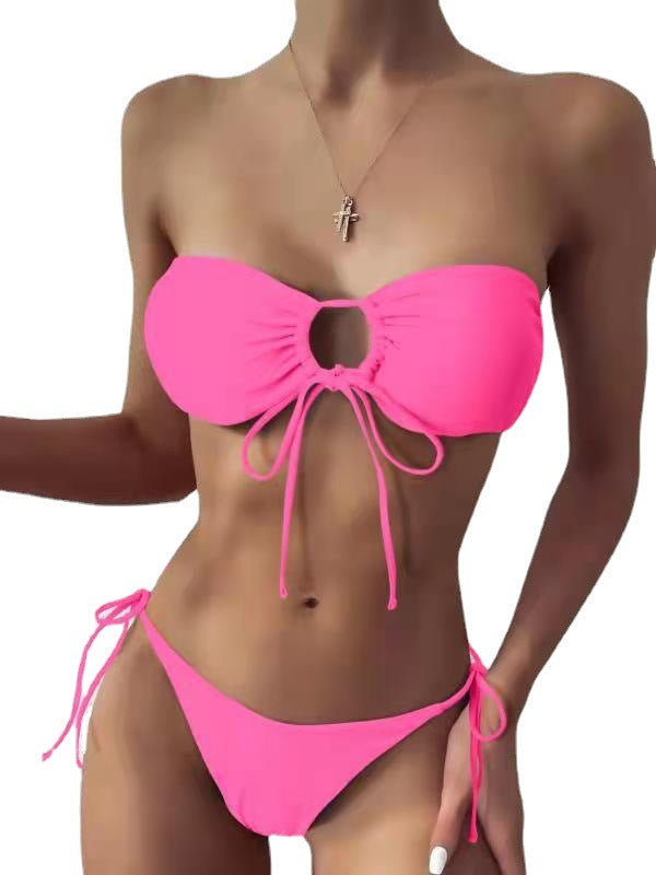 Dame Bandeau-Bikini-sæt med justerbare stropper og høj udskæring Stilla