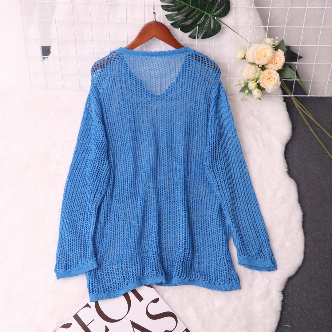 Kvindernes luftige strikkede sweater med moderne netdesign Stilla