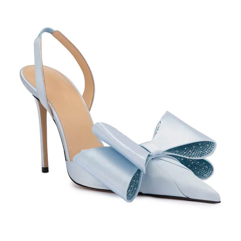 Dame højhælede slingback-pumps med strass-dækket sløjfe-detalje Stilla