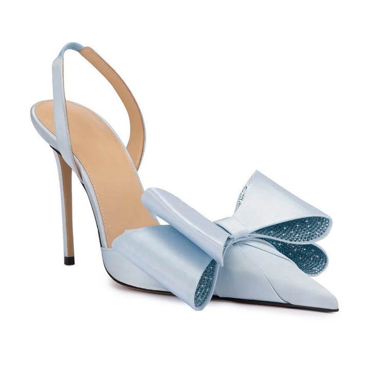 Dame højhælede slingback-pumps med strass-dækket sløjfe-detalje Stilla