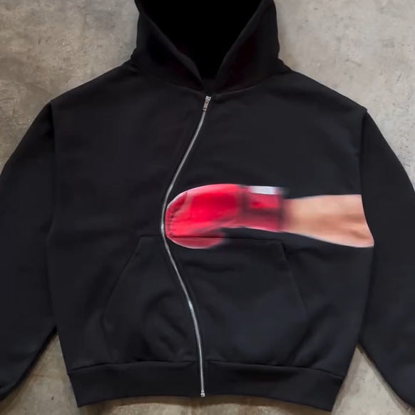 Dame hoodie med innovativt grafisk design Stilla