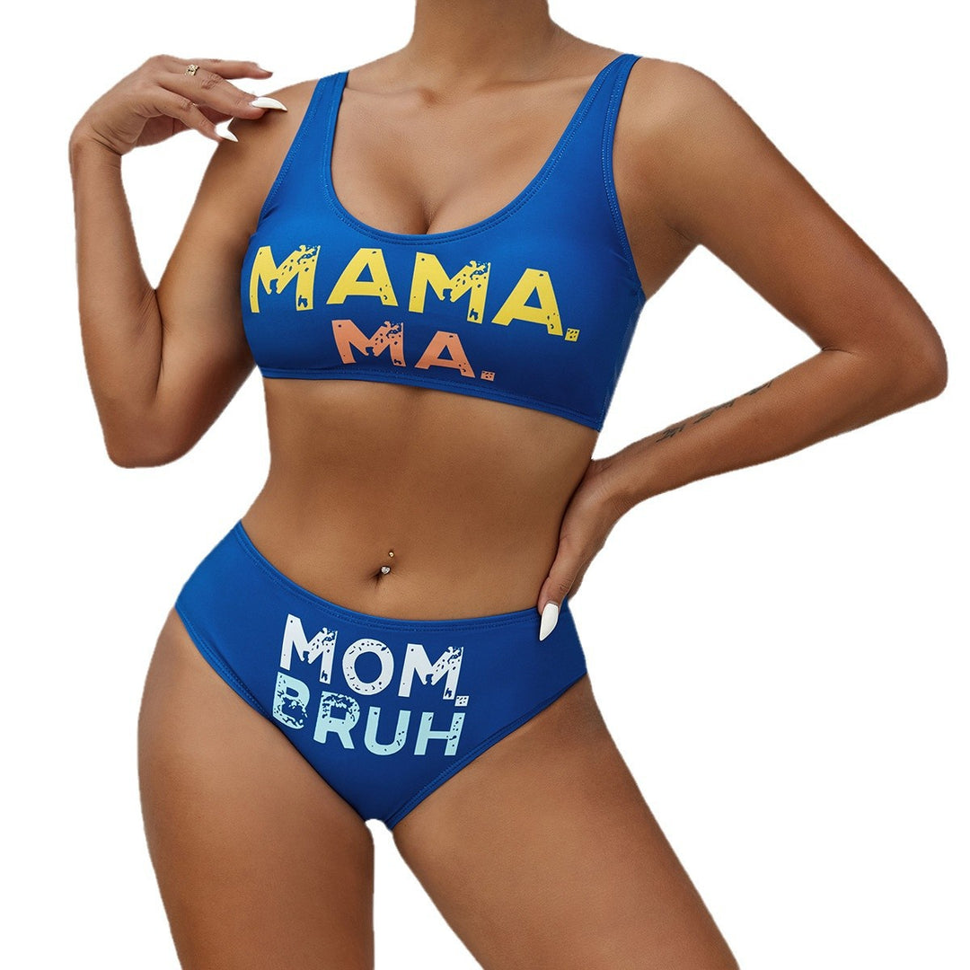 Dame sporty bikini sæt med humoristisk tekst Skovae