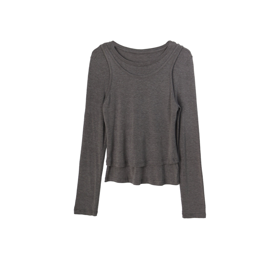 Dame afslappet longsleeve med dekorativt indpakningsdetalje Stilla