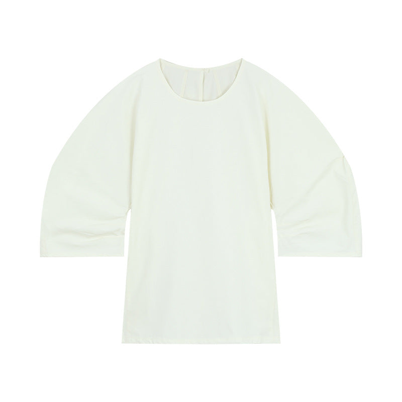 Dame asymmetrisk langærmet top med elegante puffærmer Stilla