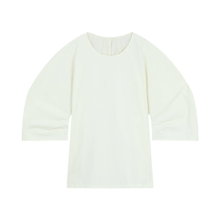 Dame asymmetrisk langærmet top med elegante puffærmer Stilla