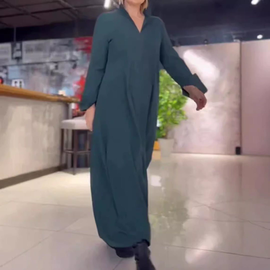 Dame nan vidde Maxikjole med sideslids og stiklommer Skovae