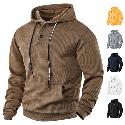 Herren nan struktureret hoodie med trykknaplukning og kængurulomme Skovae