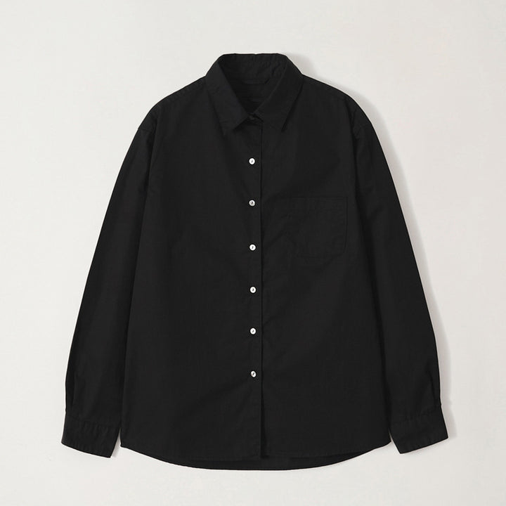 Dame Klassisk Skjortebluse med fint strukturdesign og brystlomme Stilla