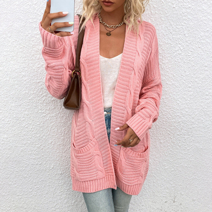Kvinders chunky strik cardigan med dyb V-hals og praktiske lommer Stilla