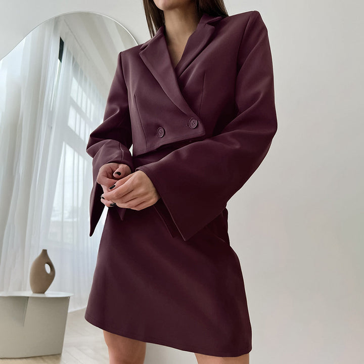 Dame Blazer-Kjole-Sæt med moderne snit og elegante pufærmer Stilla