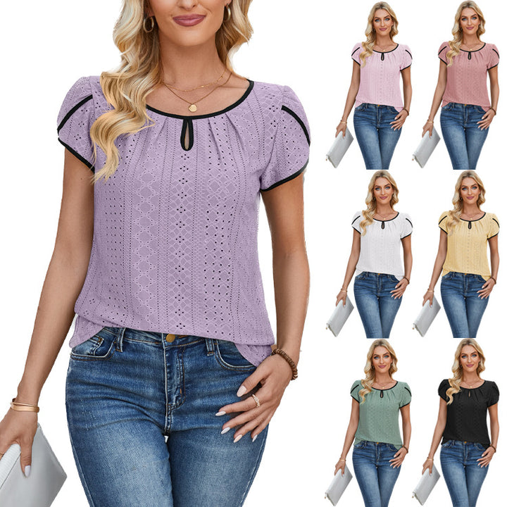 Dame tunika-bluse med raffinerede cut-out-detaljer Stilla
