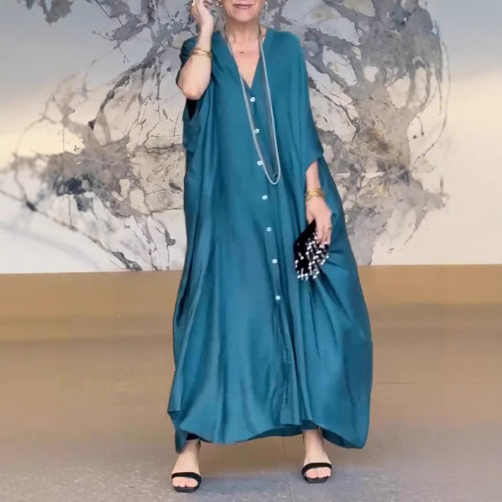 Dame Elegant Maxi-kjole med knapdetaljer Stilla