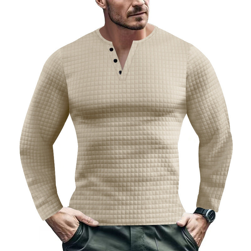 Herrer langærmet Henley-shirt med struktureret design Stilla