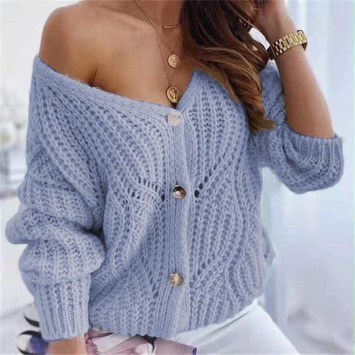 Dame chunky strik cardigan med fordelagtigt åbent design og dekorative knapdetaljer Stilla
