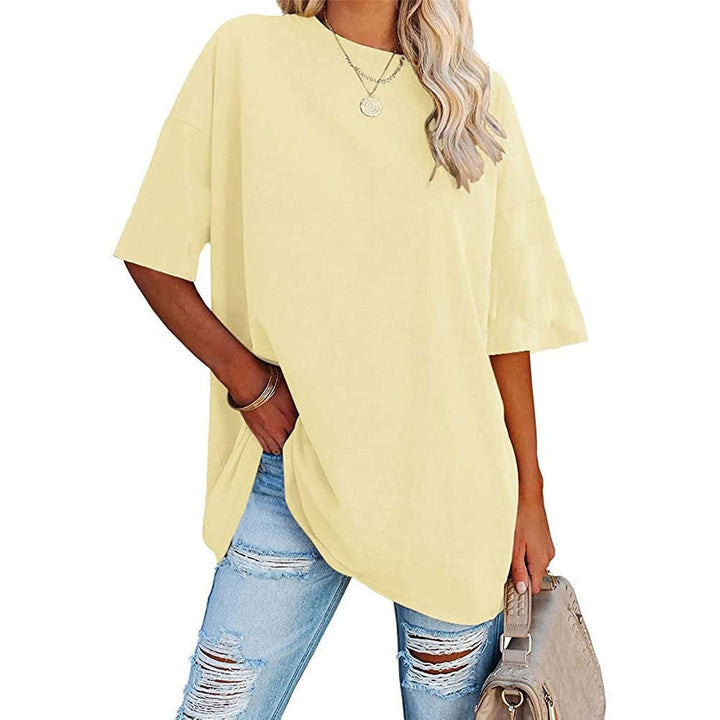 Dame afslappet oversized T-shirt med rund halsudskæring og korte ærmer Stilla