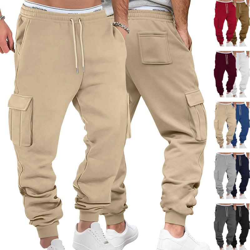 Herren casual Cargo-sweatpants med snoretræk, klaplommer og smal fodmanchet Skovae
