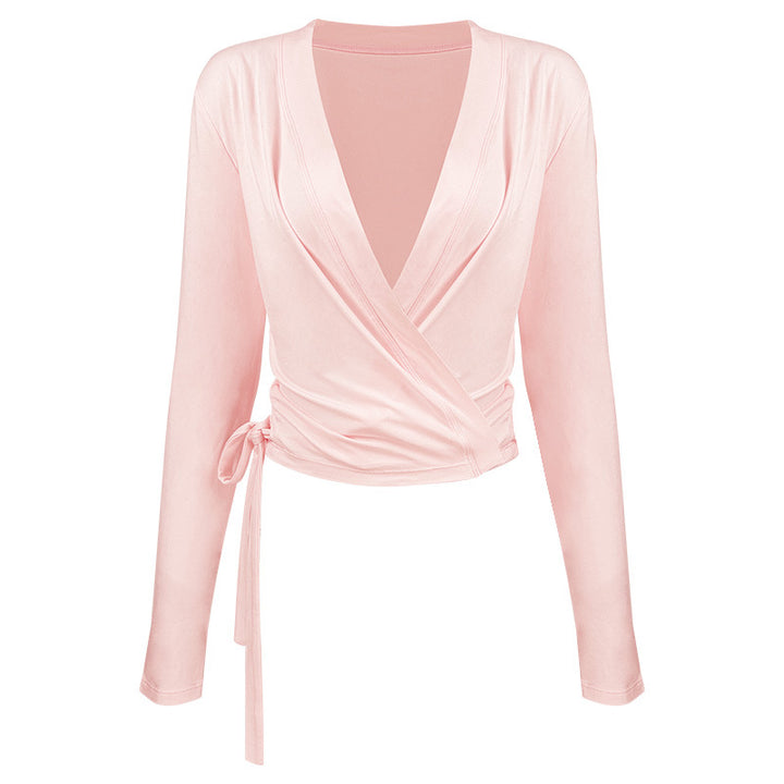 Dame indpakningsbluse med elegant V-hals og fint stof Stilla