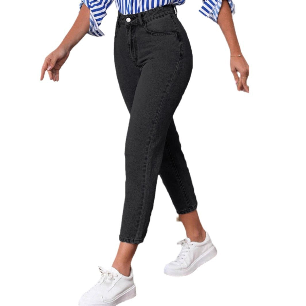 Dame Høj Talje Ankellange Denim Jeans Stilla