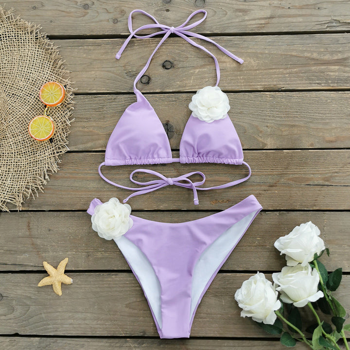 Dame bikini sæt med blomsterapplikationer Stilla