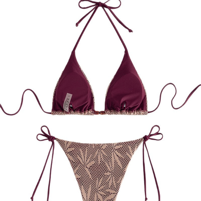 Dame Triangel-Bikini med stilfuld hækle-design Skovae