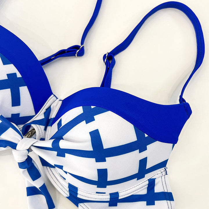 Dame bikini-sæt med elegant knude-design og høj talje Skovae