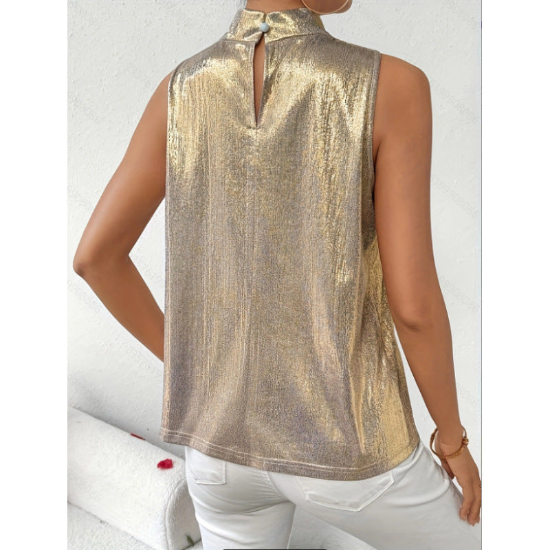 Dame Elegant bluse med ædel høj krave Skovae