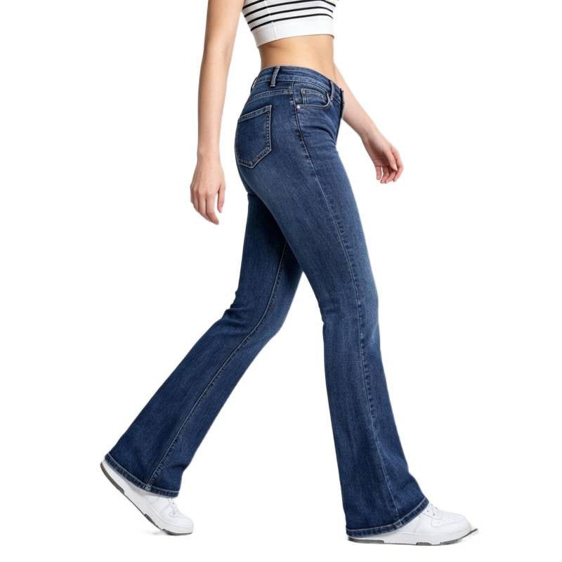 Damer flared jeans i klassisk 70'er årgang look med høj talje Skovae