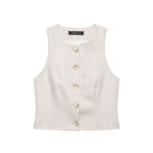 Dame Taljeret Button-Up Crop-Veste Stilla
