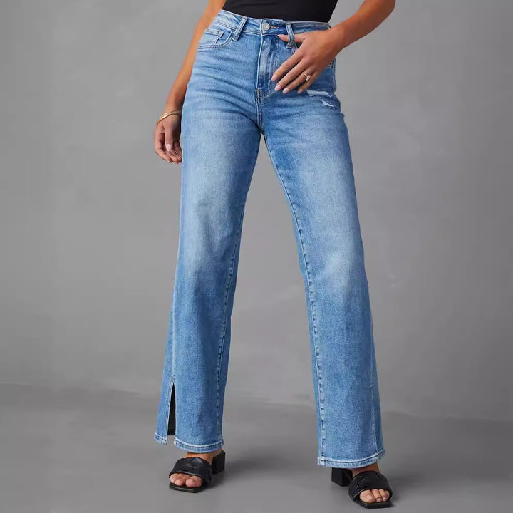 Damer Løst snittede jeans med sidelange slidser og høj talje Stilla