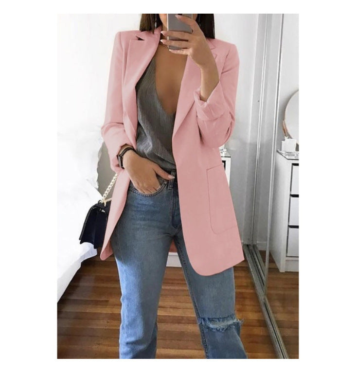 Dame elegant blazer med tætsiddende snit og praktiske lommer Skovae