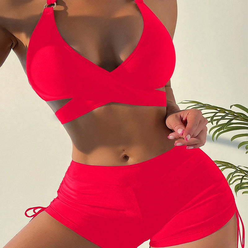 Dame Sportslig Bikini med krydset top og shorts Skovae